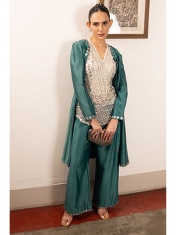 Saksham & Neharicka - Green Top with Pant and Jacket (Set of 3)