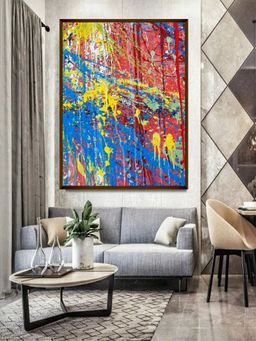 The Art House - Blue Yellow Abstract Painting Wall Art