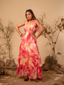 LABEL REYYA - Tie-dye Ring Tiered Maxi Dress