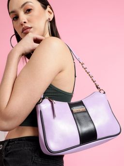 VISMIINTREND - Solid Purple Shoulder Handbag With Detachable Strap