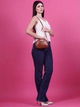 VISMIINTREND - Solid Tan Crossbody Sling Bag