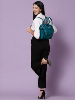 VISMIINTREND - Women Stylish Satchel Backpack With Detachable Strap - Teal Blue