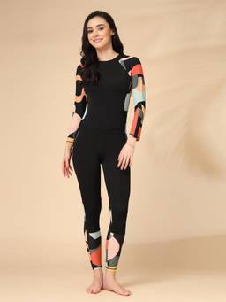 Cukoo - Padded Black Printed Swimsuit