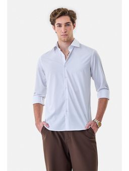 Snitch - White Solid Full Sleeves Slim Formal Luxe Shirt for Men