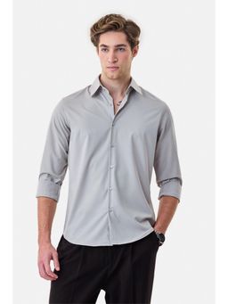 Snitch - Grey Solid Full Sleeves Slim Formal Luxe Shirt for Men