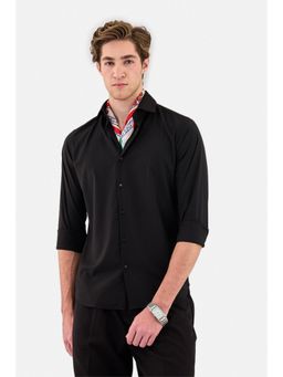 Snitch - Black Solid Full Sleeves Slim Formal Luxe Shirt for Men
