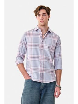 Snitch - Light Pink Checks Full Sleeves Slim Semi Formal Luxe Shirt for Men
