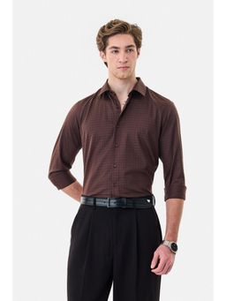 Snitch - Brown Checks Full Sleeves Slim Formal Luxe Shirt for Men