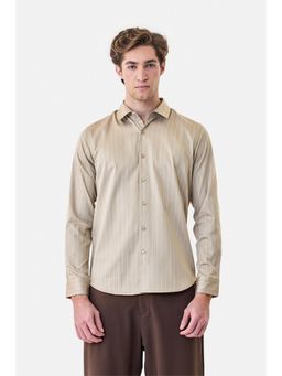 Snitch - Beige Stripes Full Sleeves Slim Formal Luxe Shirt for Men