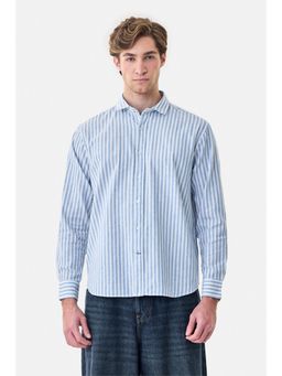 Snitch - Blue Stripes Full Sleeves Regular Semi Formal Shirt for Men