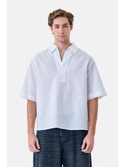 Snitch - White Solid Half Sleeves Regular Casual Shirt for Men