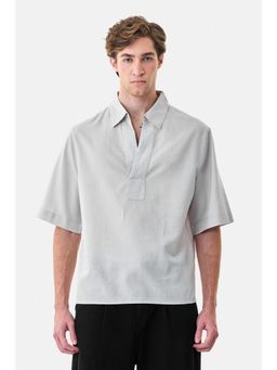 Snitch - Light Grey Solid Half Sleeves Regular Casual Shirt for Men