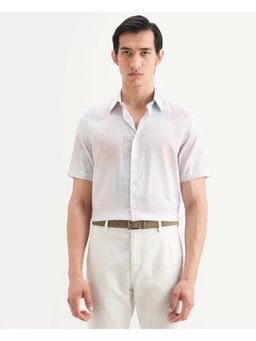 Rare Rabbit - Men's Kyra Cotton Blend Fabric Half Sleeve Spread Collar Shirt - Multi-Color