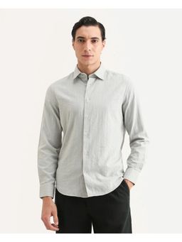 Rare Rabbit - Men's Laver Grey Cotton Fabric Full Sleeve Regular Fit Textured Shirt