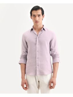 Rare Rabbit - Men's Layer-Ls Pastel Purple Cotton Fabric Spread Collar Plain Shirt