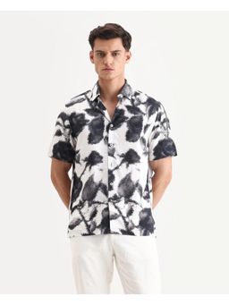 Rare Rabbit - Men's Olsa White Viscose Fabric Collared Neck Regular Printed Shirt