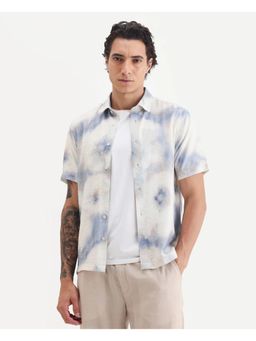 Rare Rabbit - Men's Sove Viscose Blend Fabric Collared Neck Regular Fit Shirt - White