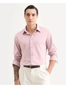 Rare Rabbit - Men's Tour-Ss26 Pastel Pink Cotton Fabric Spread Collar Plain Shirt