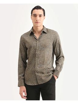 Rare Rabbit - Men's Xion-2 Dusky Green Cotton Blend Fabric Full Sleeve Spread Collar Shirt