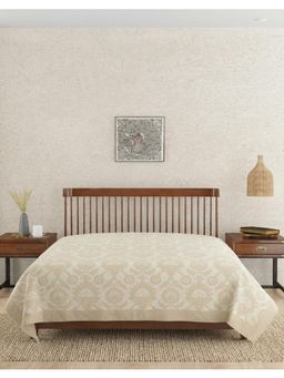 Fabindia - Beige Gulmarg Cutwork Cotton Bed Cover (Double)