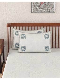 Fabindia - Blue Megh Printed Cotton Pillow Covers | Set of 2 (Pack of 2) (One Size)