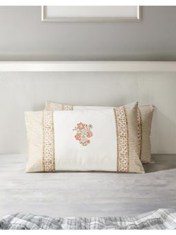 Fabindia - Orange Seher Printed Cotton Pillow Covers | Set of 2 (Pack of 2) (One Size)