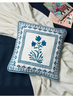 Fabindia - Blue Abha Hand Block Printed Cotton Cushion Cover (One Size)