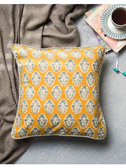 Fabindia - Yellow Kanak Printed Cotton Cushion Cover (One Size)
