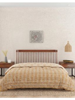 Fabindia - Yellow Kanak Printed Cotton Quilt (Double)