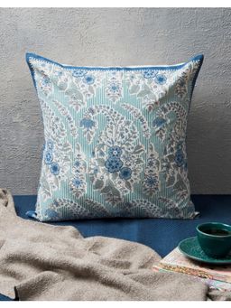 Fabindia - Blue Wabi Sabi Printed Cotton Cushion Cover (One Size)
