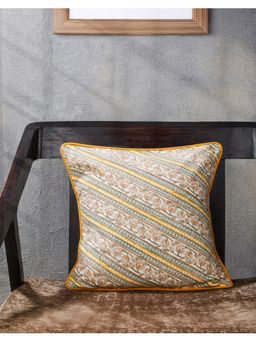 Fabindia - Yellow Kanak Printed Cotton Cushion Cover (One Size)