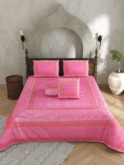 JAIPUR FABRIC - Actual Silk Emboirdery Flat Double Bedsheet With Pillow Covers (Double)