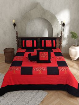 JAIPUR FABRIC - Actual Silk Emboirdery Flat Double Bedsheet With Pillow Covers (Double)