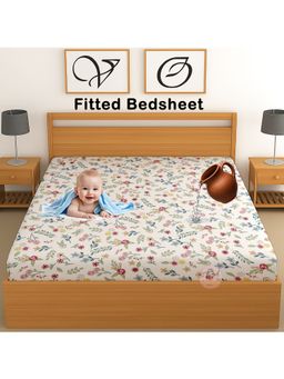 CHHAVI INDIA - Waterproof Floral Microfiber Double Fitted Bedsheet - Multi-Color (DOUBLE)