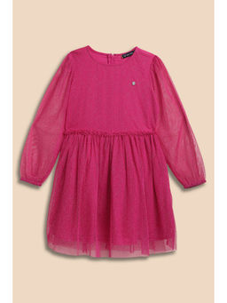 Allen Solly - Girls Pink Shimmer Casual Dress