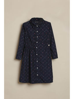 Allen Solly - Girls Navy Blue Print Casual Dress