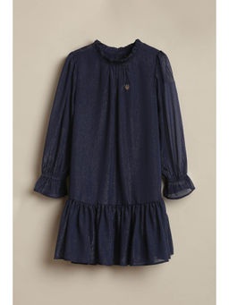 Allen Solly - Girls Navy Blue Shimmer Casual Dress
