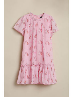 Allen Solly - Girls Pink Print Casual Dress