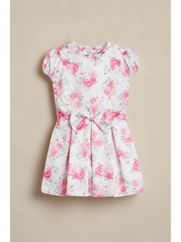 Allen Solly - Girls White Floral Print Casual Dress