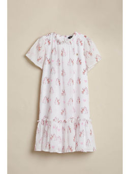 Allen Solly - Girls White Print Casual Dress
