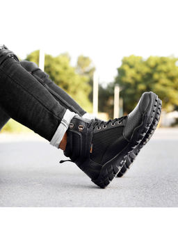 Bacca Bucci - Mens Lhotse Splash-Proof Full-Grain Leather Biker Boots