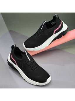 Campus - LUMI Women Black Lace-Up Walking Shoes