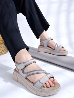 Shoetopia - Comfortable Grey Doctor Sole Sandals for Women