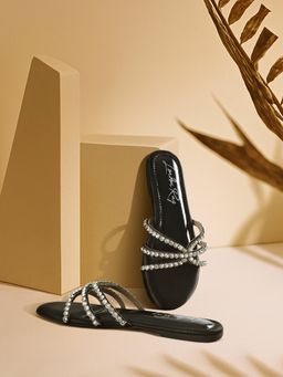 London Rag - Dimante Strap Black Flats