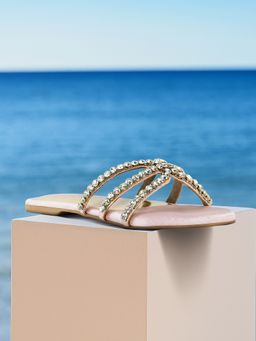 London Rag - Dimante Strap Nude Flats