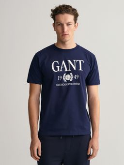 GANT - Men Navy Blue Retro Crest T-Shirt