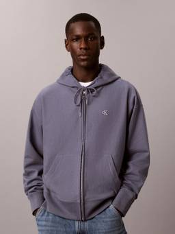 Calvin Klein - Purple Solid Relaxed Fit Cotton Hoodie