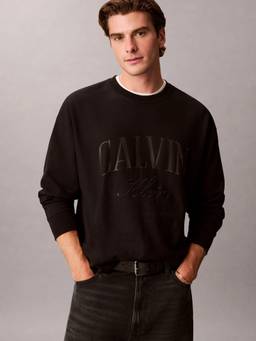 Calvin Klein - Black Logo Relaxed Fit Cotton Casual Sweatshirt