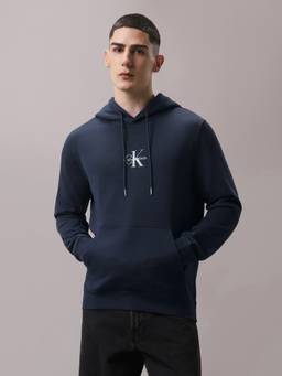 Calvin Klein - Navy Blue Logo Relaxed Fit Cotton Hoodie