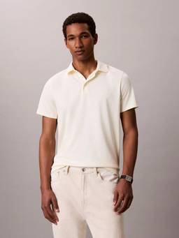 Calvin Klein - White Solid Slim Fit Cotton Polo T-Shirt